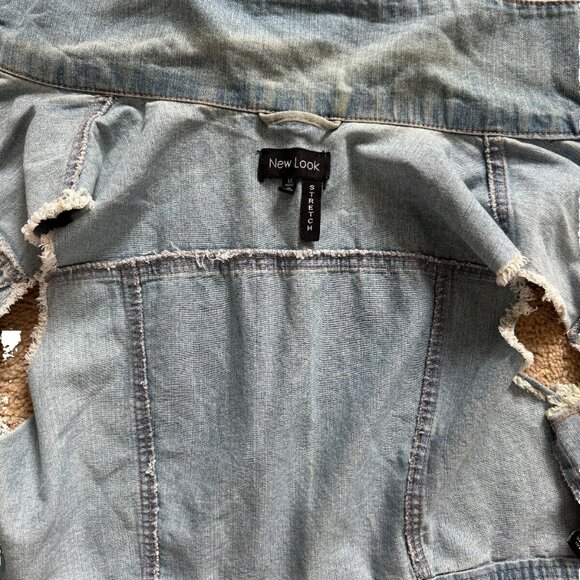 Jeans Vest y2K New Look Ladies Faded Blue Denim Size 1X‎ Stretch Y2K Biker - Picture 4 of 13